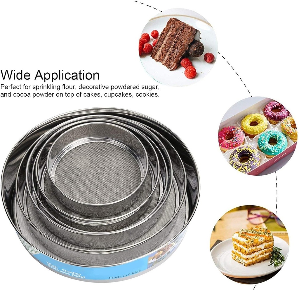 Pack de 3 Moules À Gâteaux et 6 tamis à farine En Acier Inoxydable