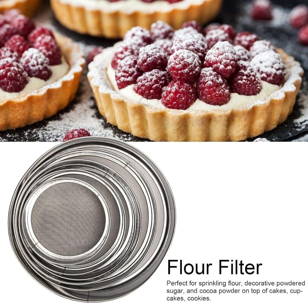 Pack de 3 Moules À Gâteaux et 6 tamis à farine En Acier Inoxydable