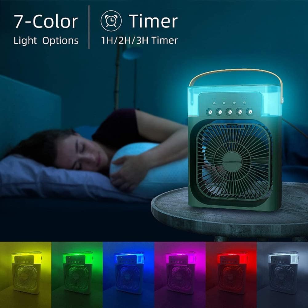 Climatiseur Portable Vert 3 Vitesses Veilleuse LED USB C 600 ml