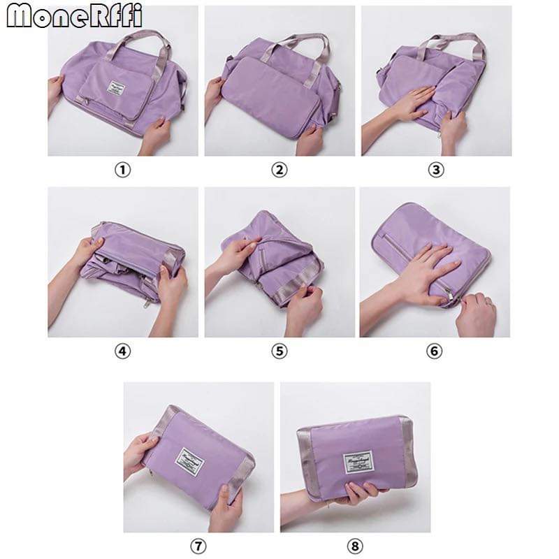 Sac de voyage pliant de grande capacité imperméable à l’eau-Violet clair