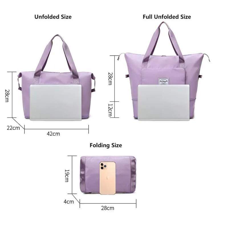 Sac de voyage pliant de grande capacité imperméable à l’eau-Violet clair