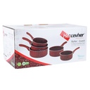 Hascevher Set De 5 Casseroles Granite Rouge