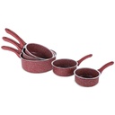 Hascevher Set De 5 Casseroles Granite Rouge