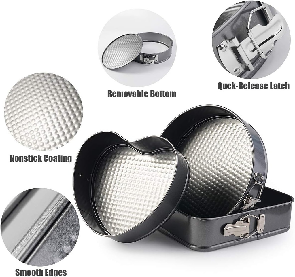 Lot de 3 Moules à Gâteaux Gris En Acier inoxydable 