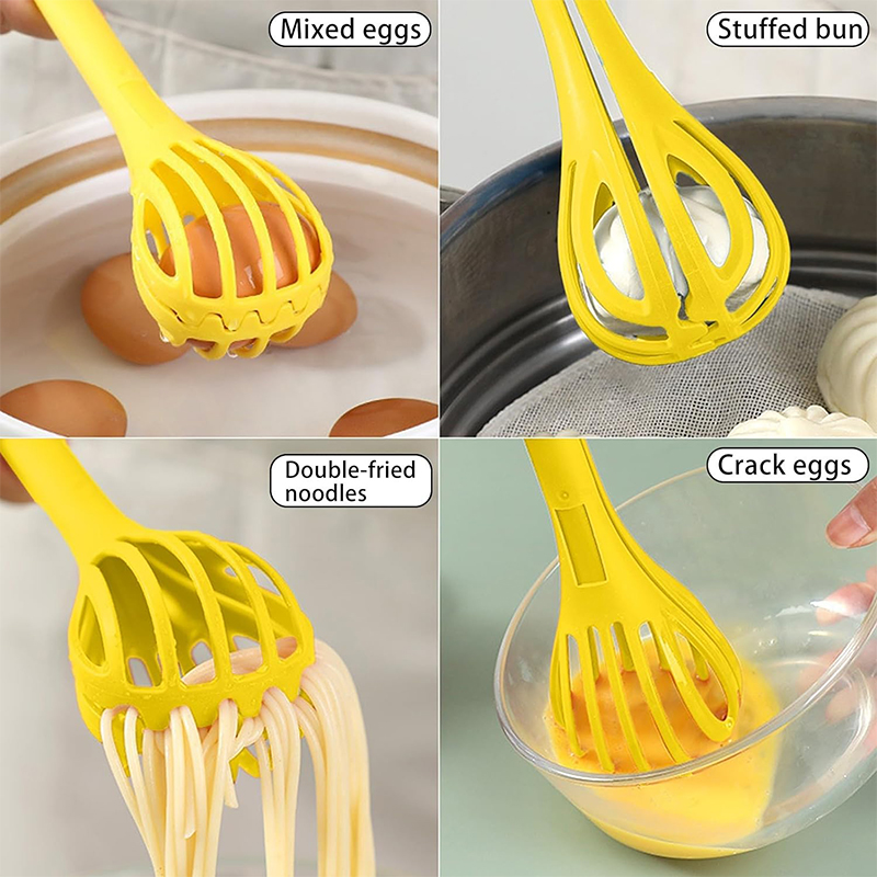 fouet à main et pince de cuisine 2 en 1 -Jaune