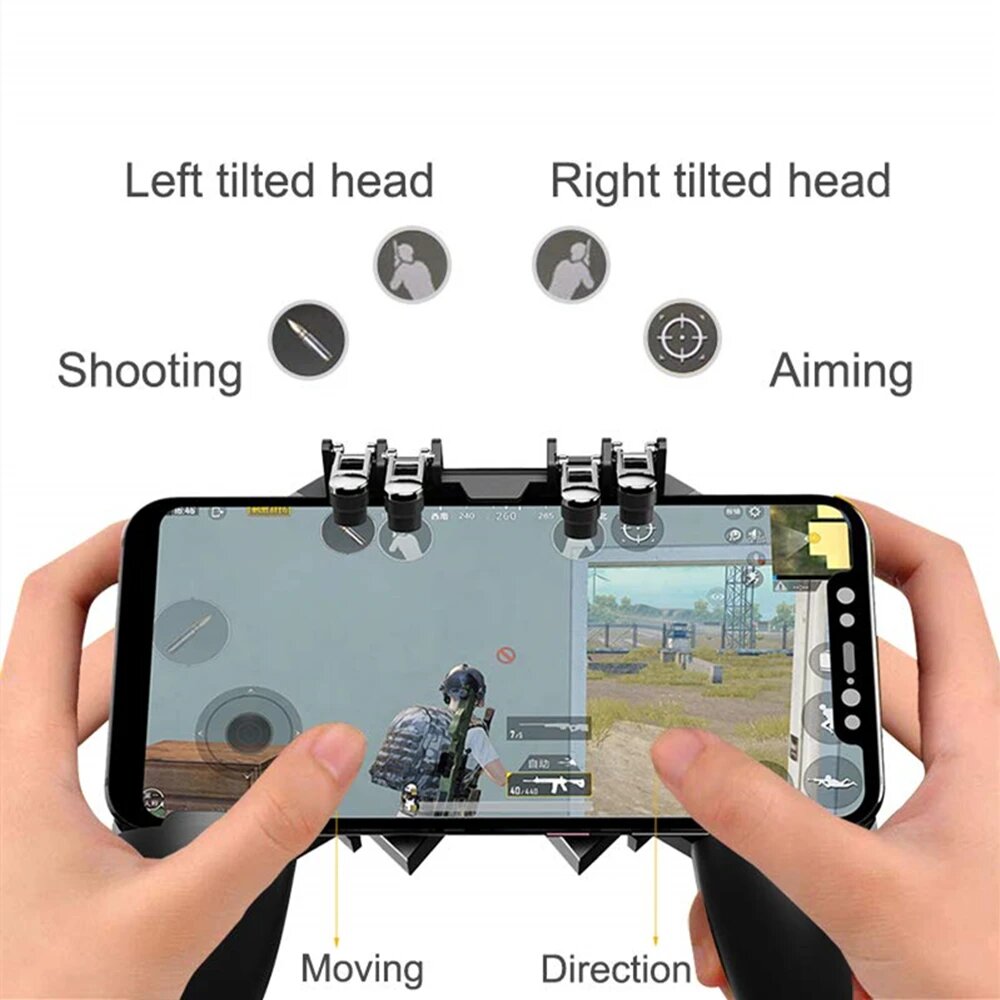 Memo manette de jeu pour téléphone portable avec support réglable et 4 déclencheurs 