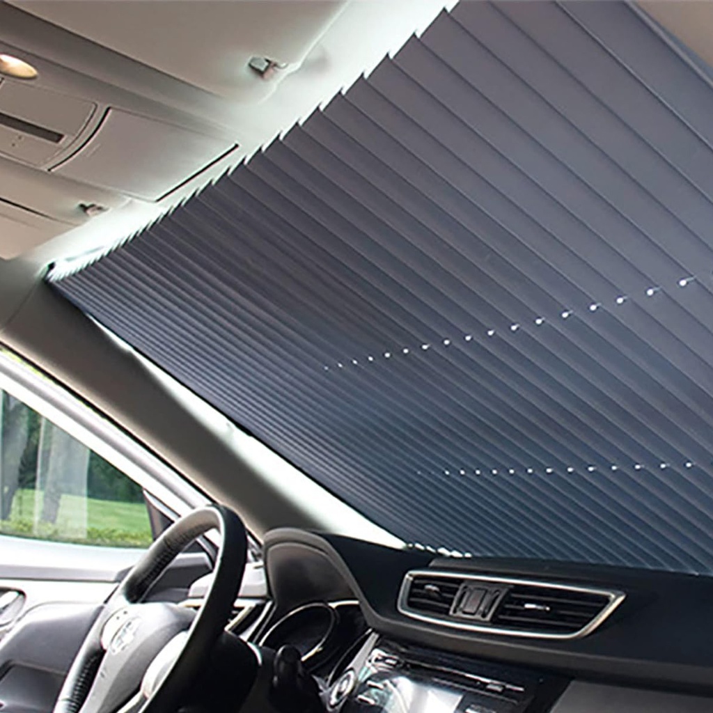 Pare-soleil extensible pour voiture avec 4 ventouses Gris 