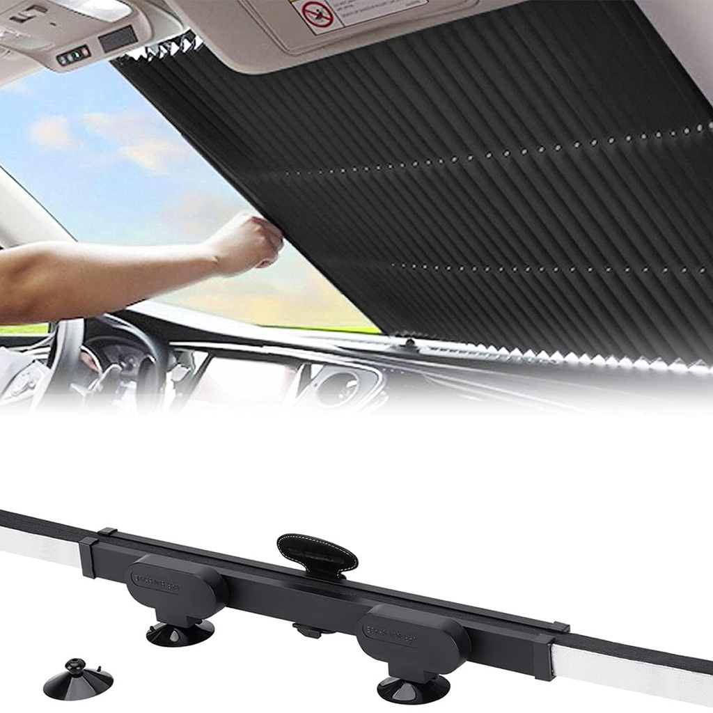 Pare-soleil extensible pour voiture avec 4 ventouses Gris 