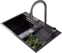 Évier de Luxe Multifonctions de Cuisine en Acier Inoxydable 75x45 cm