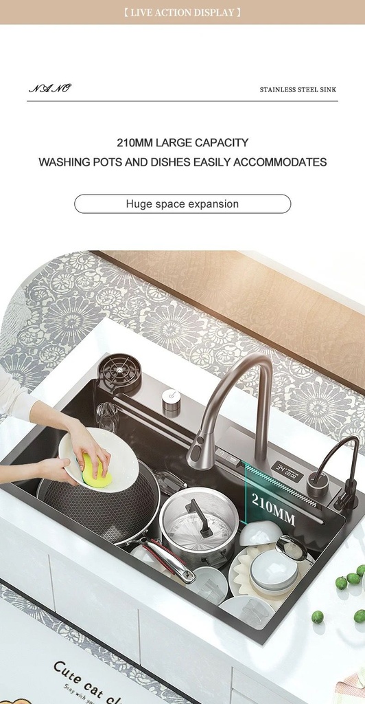 Évier de Luxe Multifonctions de Cuisine en Acier Inoxydable 75x45 cm