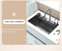 Évier de Luxe Multifonctions de Cuisine en Acier Inoxydable 75x45 cm