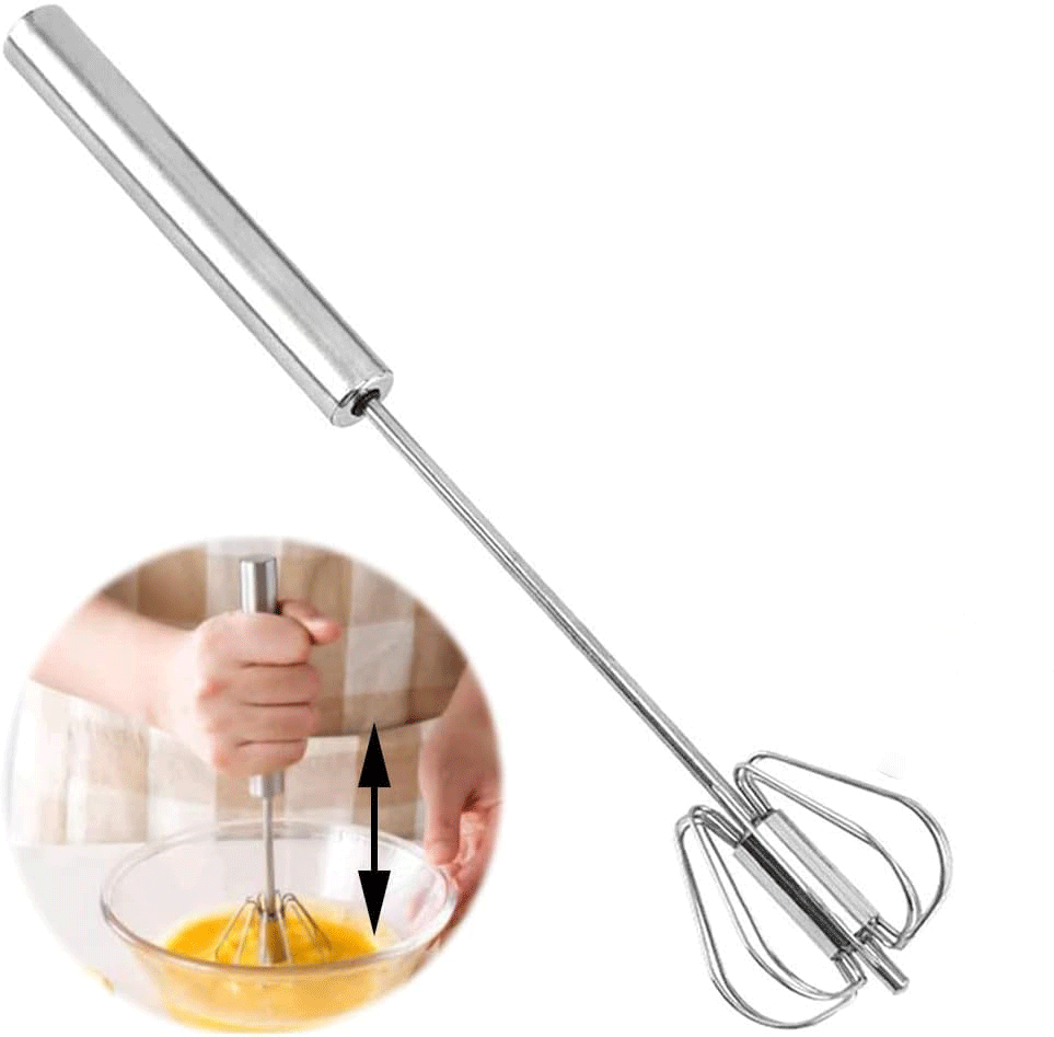 Fouet Semi-Automatique Rotatif en Acier Inoxydable 33 Cm