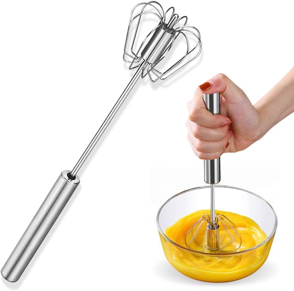 Fouet Semi-Automatique Rotatif en Acier Inoxydable 33 Cm