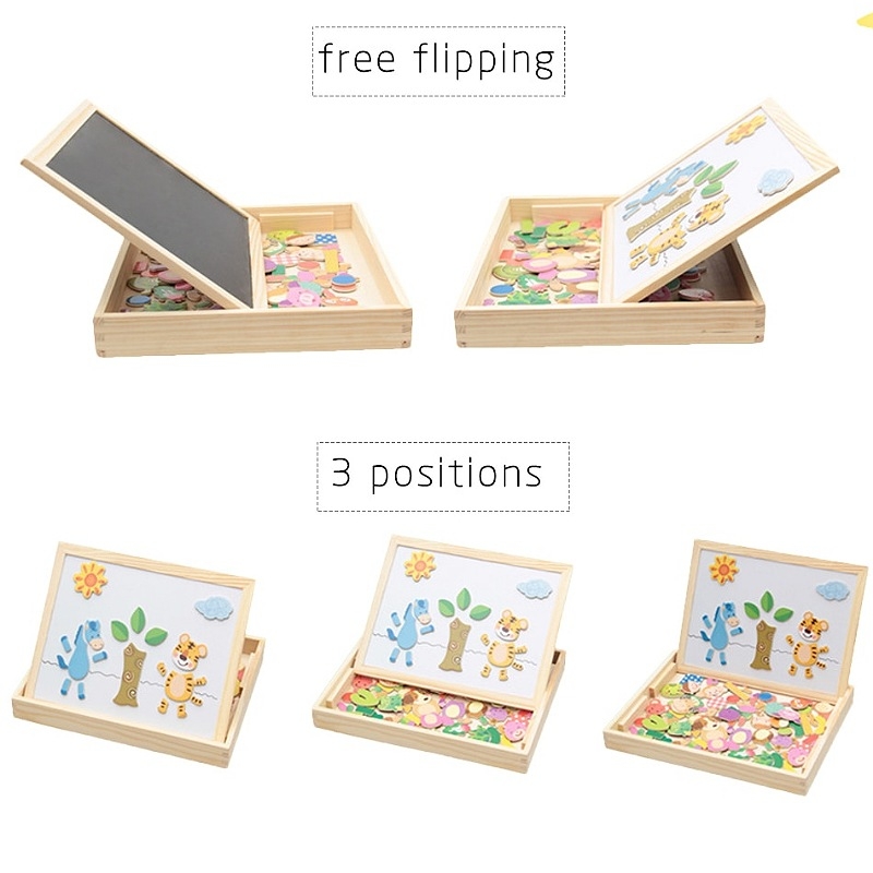 Tableau Magnétique Éducatif 3 en 1 Avec Puzzle 