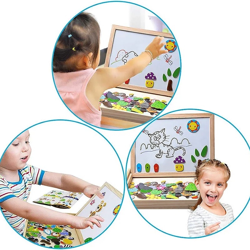 Tableau Magnétique Éducatif 3 en 1 Avec Puzzle 