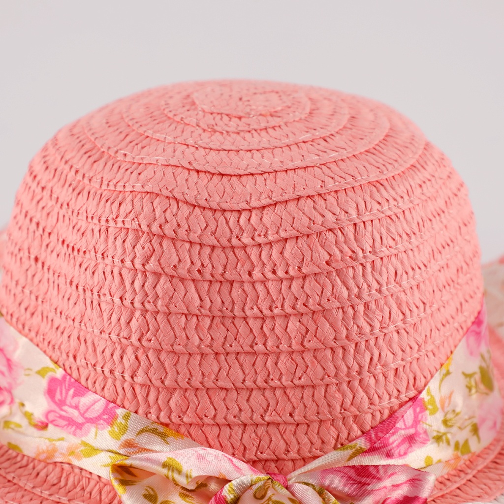 Chapeau avec ruban fleuri pour enfant Rose