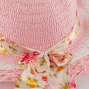 Chapeau avec ruban fleuri pour enfant Rose bébé