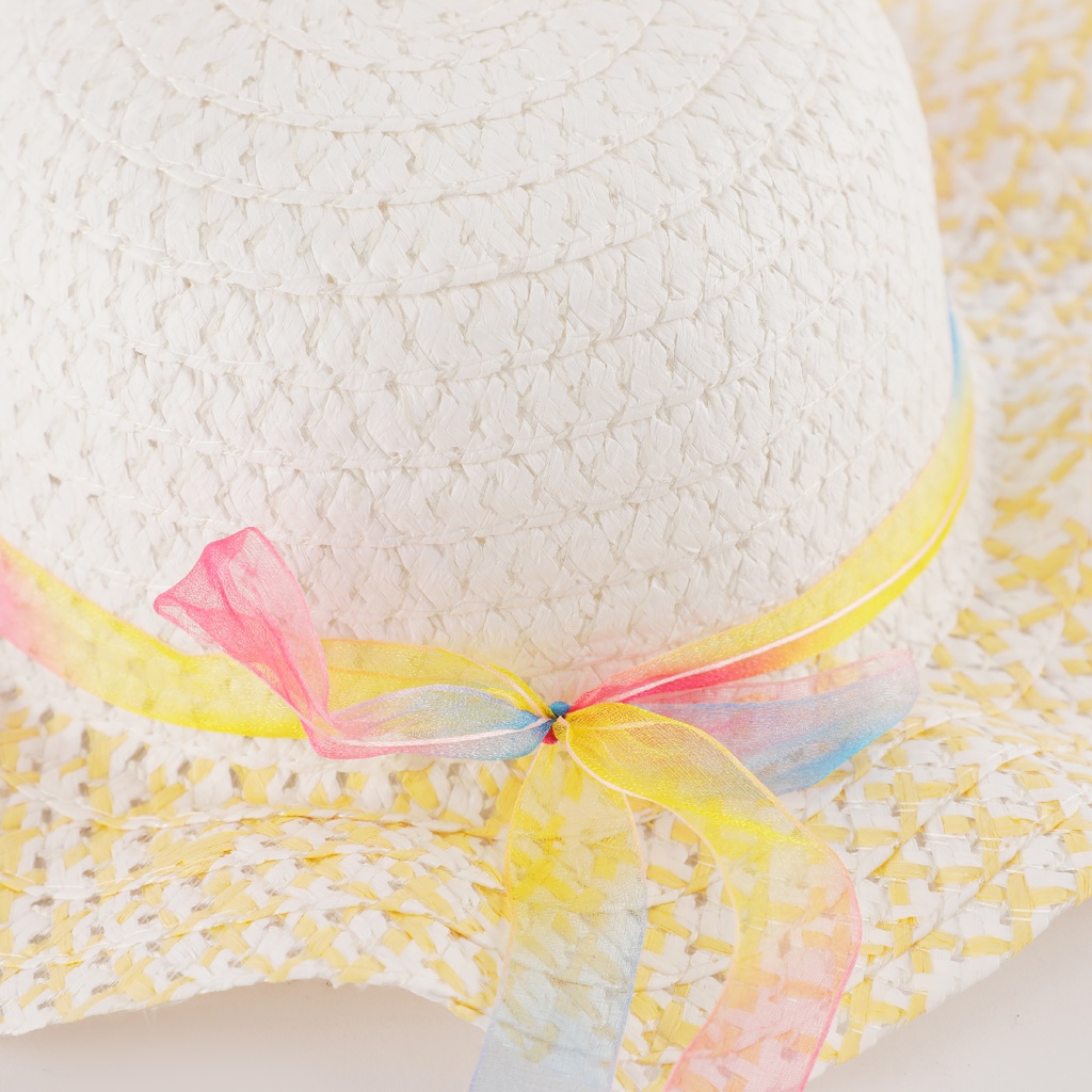 Chapeau avec ruban arc-en-ciel pour enfant Jaune