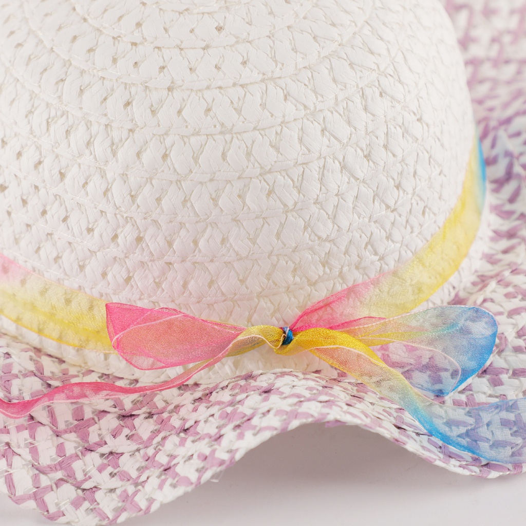 Chapeau avec ruban arc-en-ciel pour enfant Violet