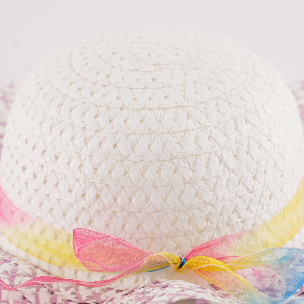 Chapeau avec ruban arc-en-ciel pour enfant Violet