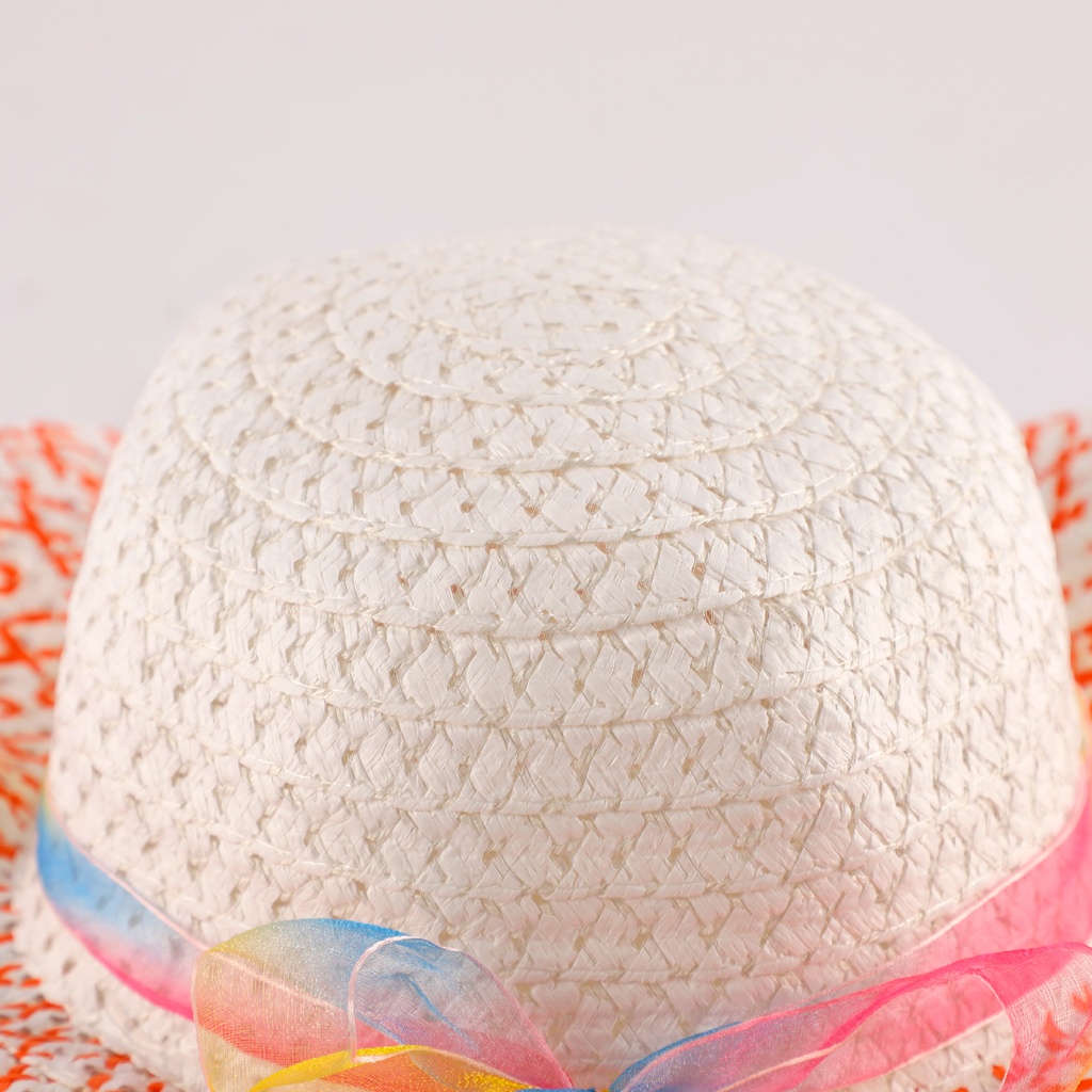 Chapeau avec ruban arc-en-ciel pour enfant Orange