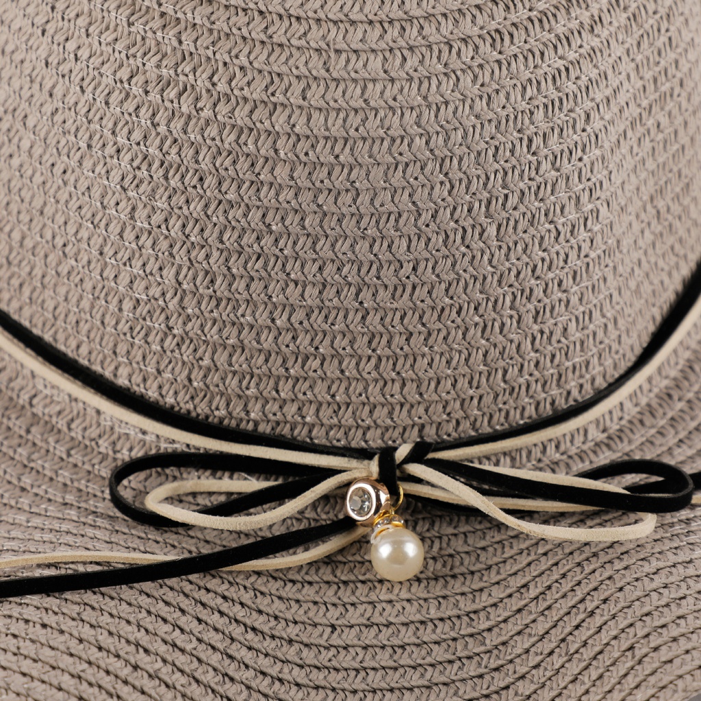 Chapeau de plage rond pour femme Gris
