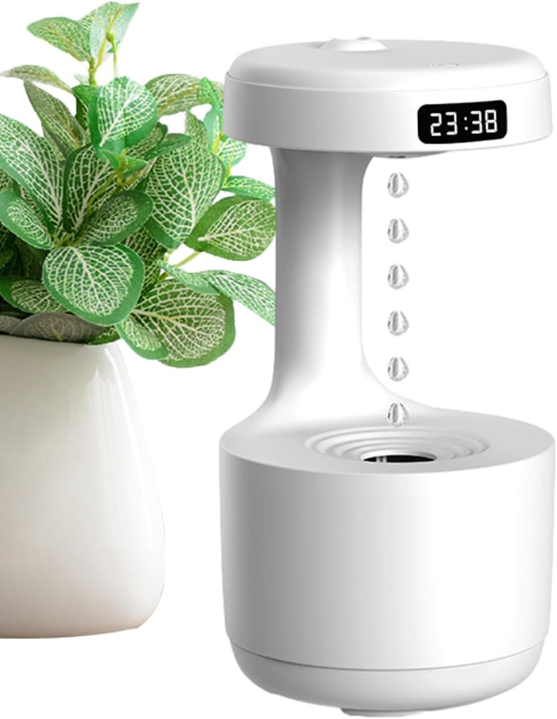 Diffuseur Humidificateur Anti Gravité avec Ecran LED En Forme De Goutte D'eau 600 Ml 