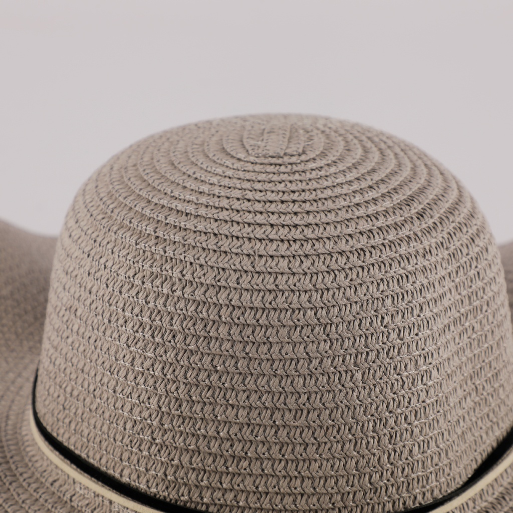 Chapeau de plage rond pour femme Gris