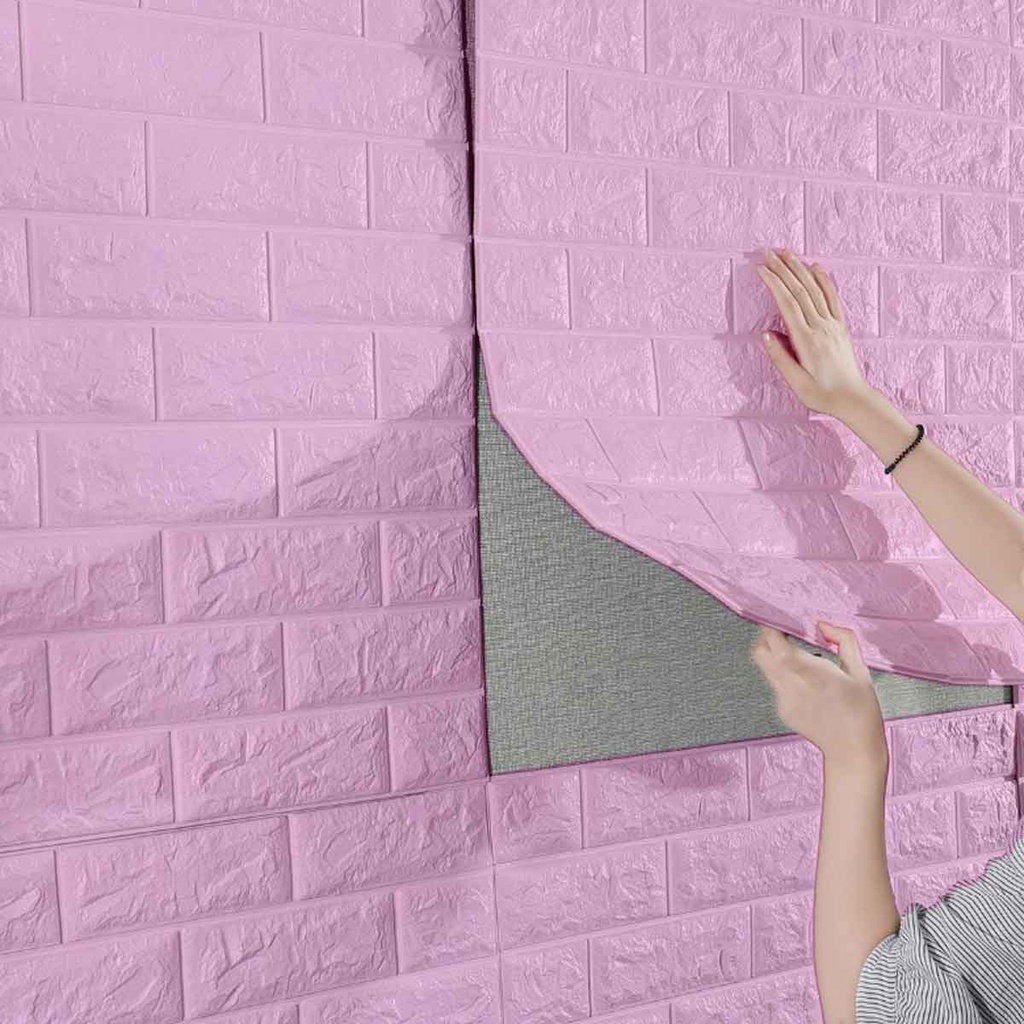 Panneau Mural Adhésive - Anti-Humidité 3D - 77 * 70 cm-Rose