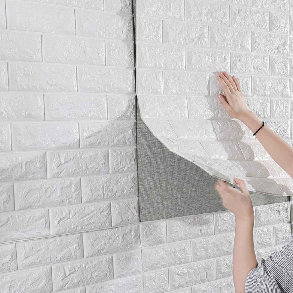 Panneau Mural Adhésive - Anti-Humidité 3D - 77 * 70 cm-Blanc