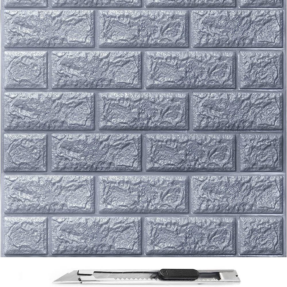 Pack de 10 Panneaux Muraux Adhésifs Anti-Humidité 3D - 77 * 70 cm-Gris