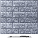 Pack de 10 Panneaux Muraux Adhésifs Anti-Humidité 3D - 77 * 70 cm-Gris