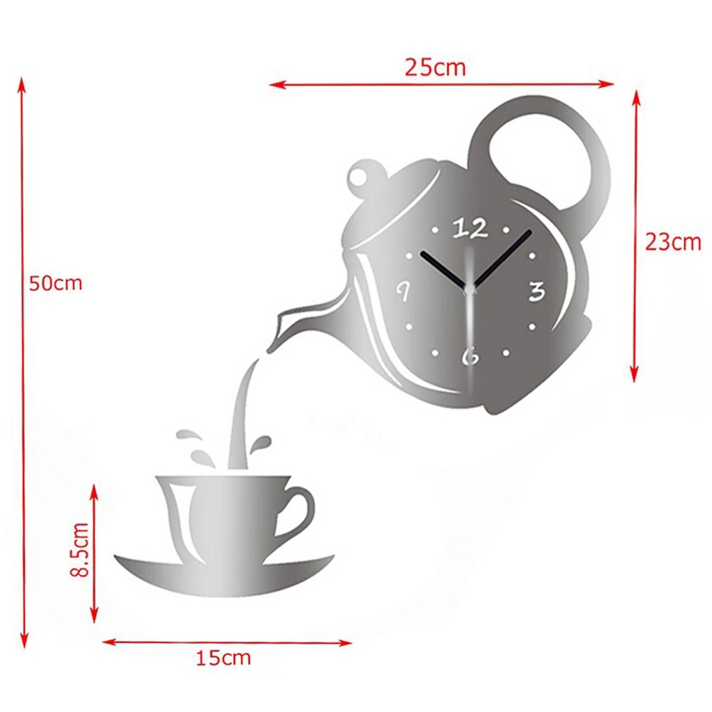 Horloge Murale forme Bouilloire -Silver