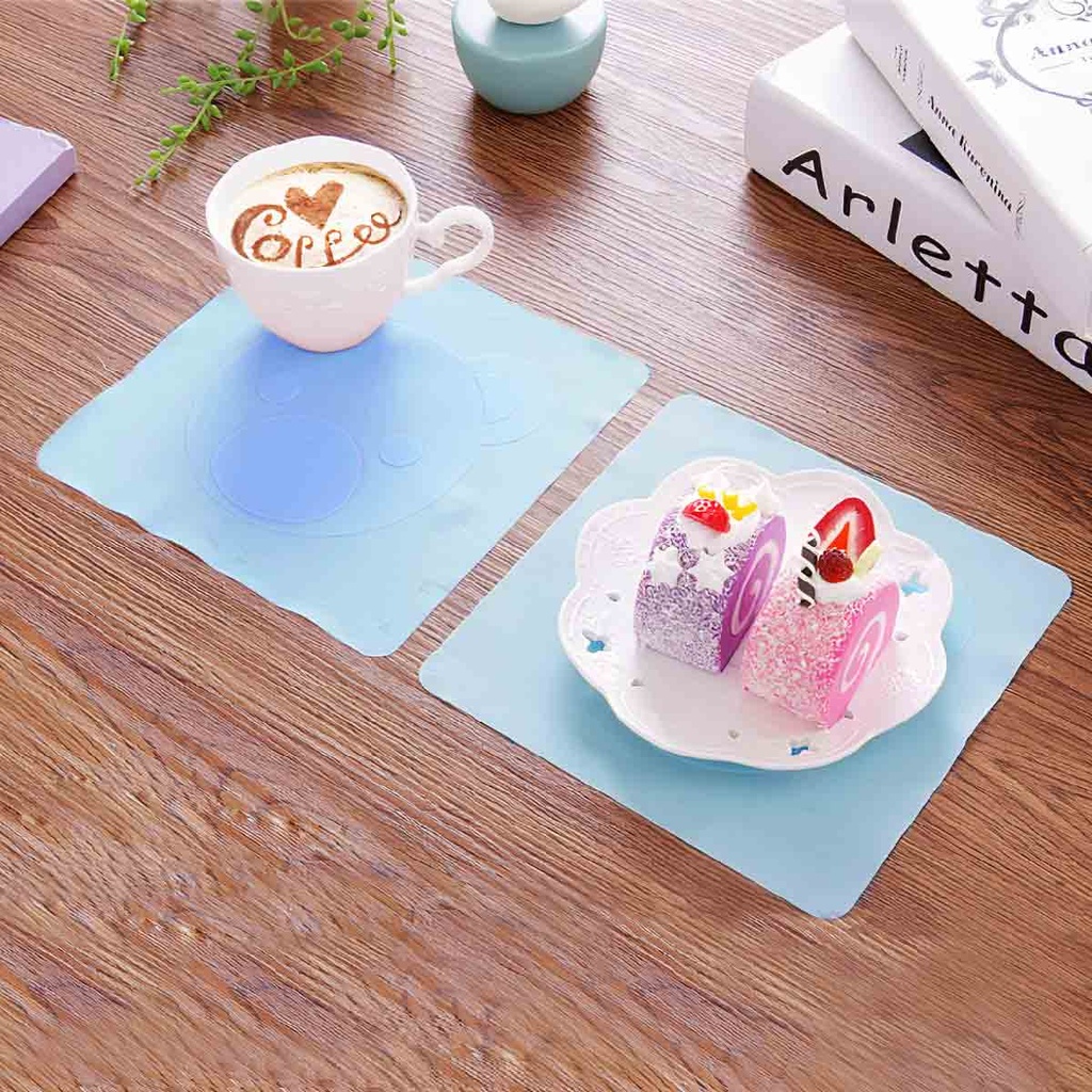 Lot de 5 couvercles plat en Silicone 18x18cm-Bleu ciel