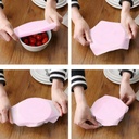 Lot de 5 couvercles plat en Silicone 18x18cm-Rose