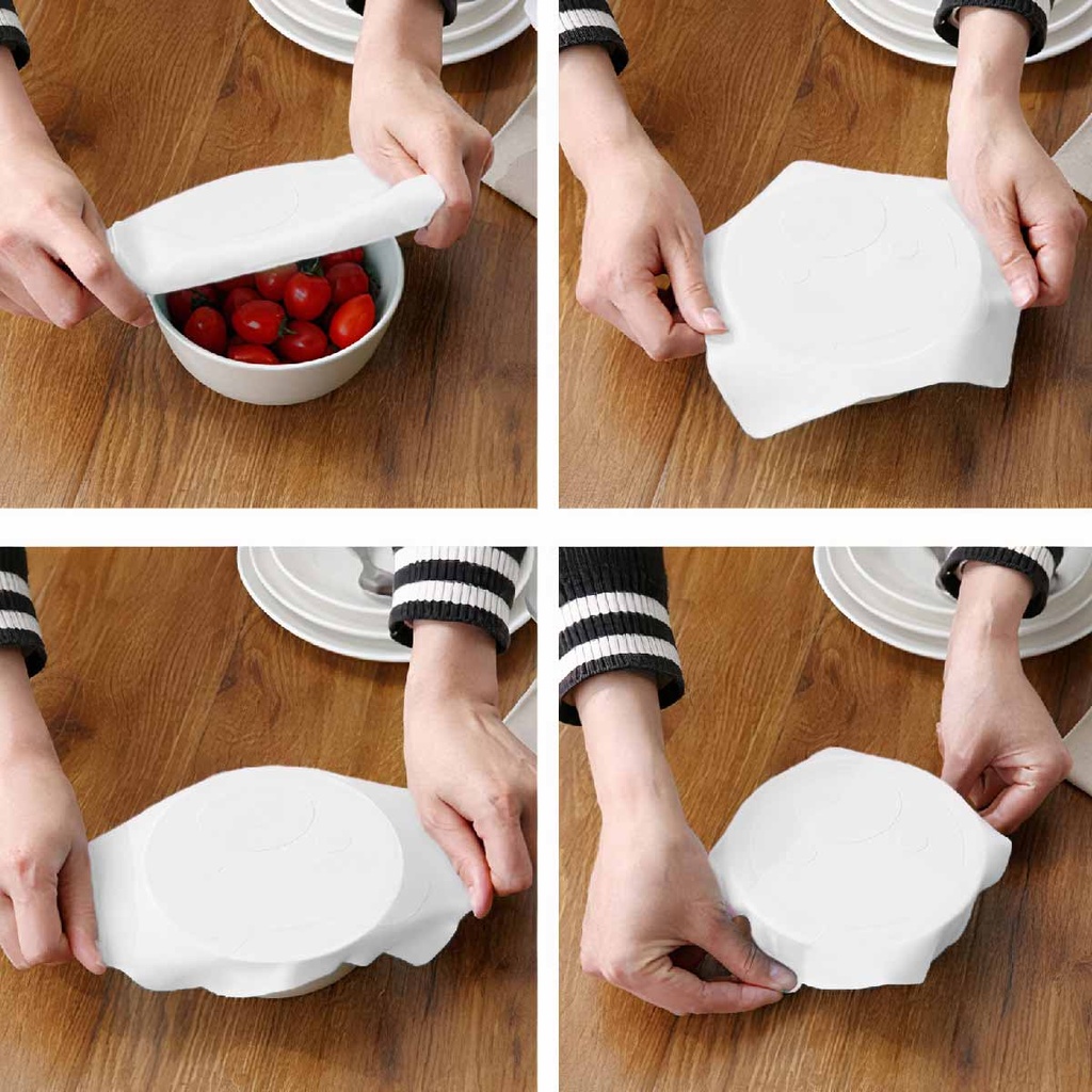 Lot de 5 couvercles plat en Silicone 18x18cm-Blanc