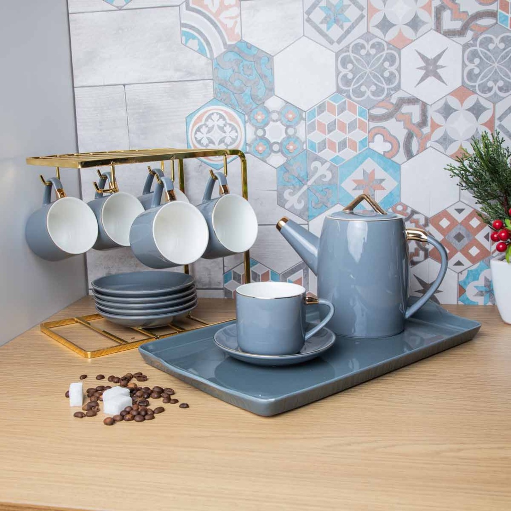 Service à café au lait pour 6 personnes - 22 pièces - Gris