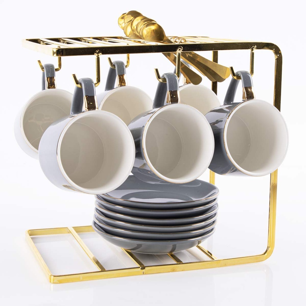 Service à café au lait pour 6 personnes - 22 pièces - Gris