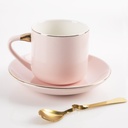Service à café au lait en céramique pour 6 personnes - 22 pièces -Rose