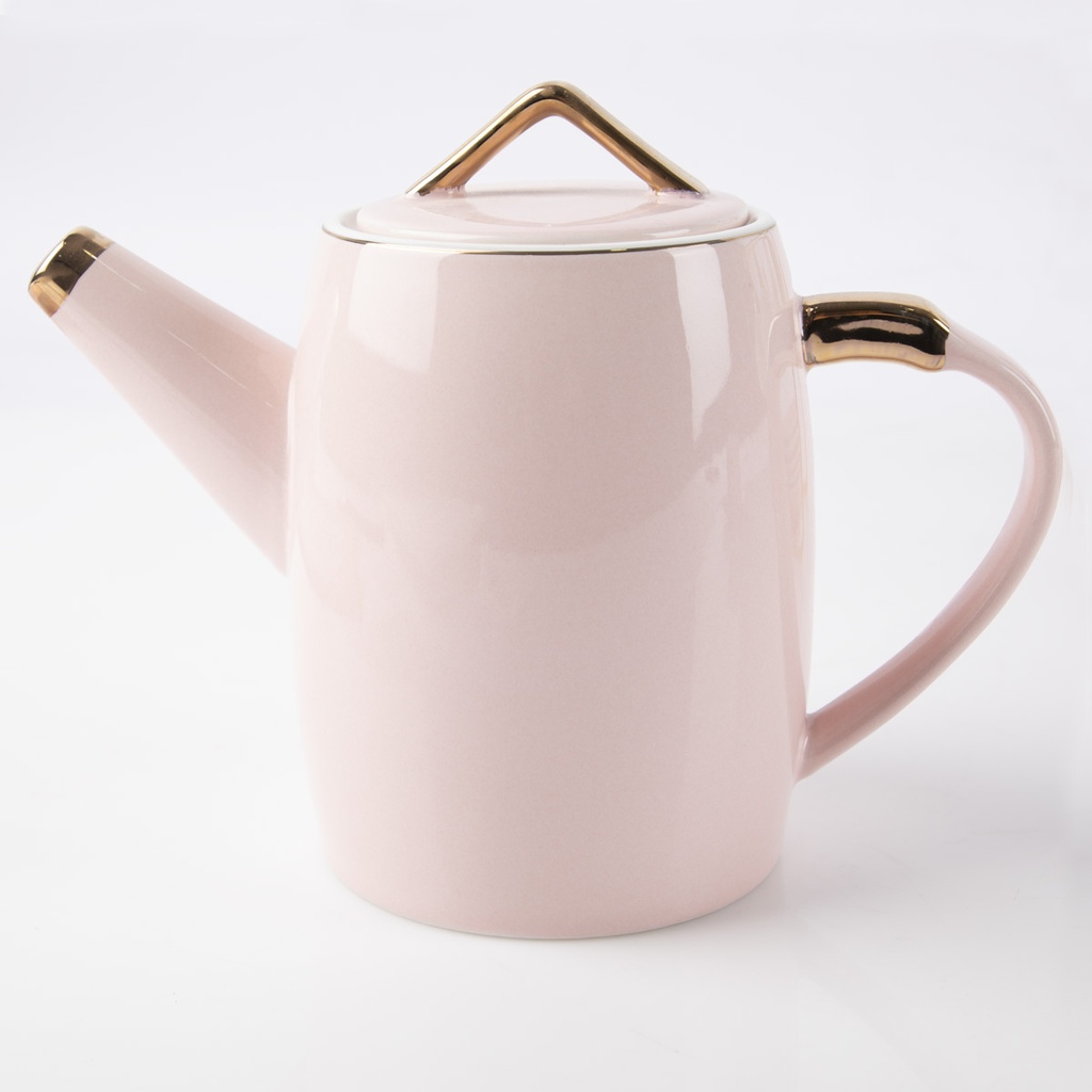 Service à café au lait en céramique pour 6 personnes - 22 pièces -Rose