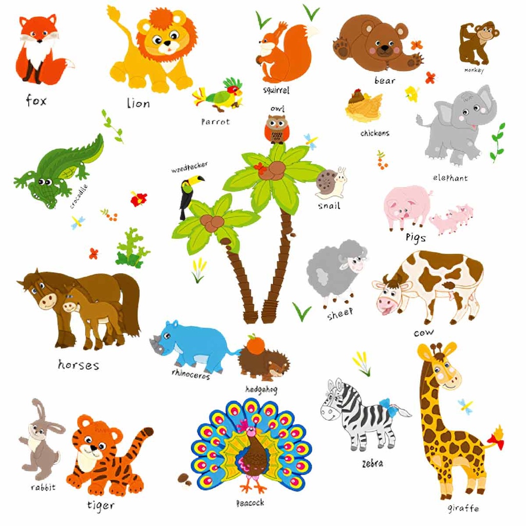 Sticker Murale Animaux 68x126cm