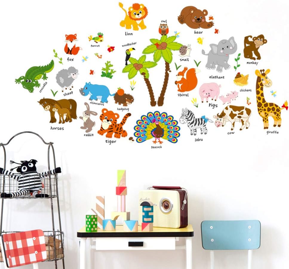 Autocollant Murale 72 Stickers Thème Animaux