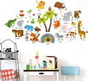 Autocollant Murale 72 Stickers Thème Animaux