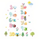 Autocollant murale chiffres et animaux - 90 x 30 cm