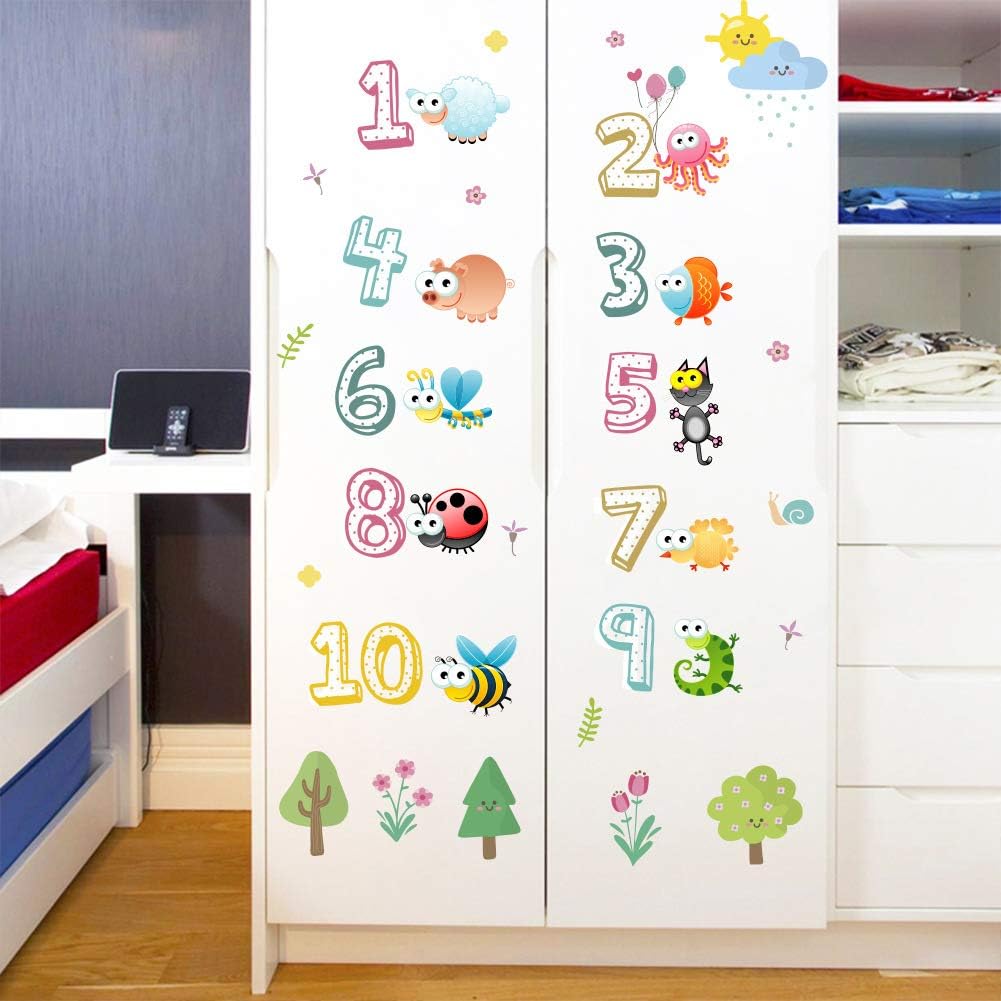 Autocollant Murale 39 stickers Chiffres et Animaux