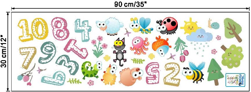 Autocollant Murale 39 stickers Chiffres et Animaux