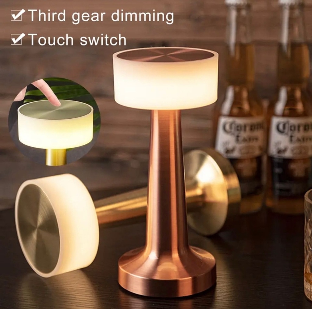 Lampe de Table Sans Fil Rechargeable Tactile Bronze 21X9cm 