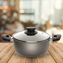 Faitout avec couvercle Ø26  série VOLCANO - 6 couches - Gris