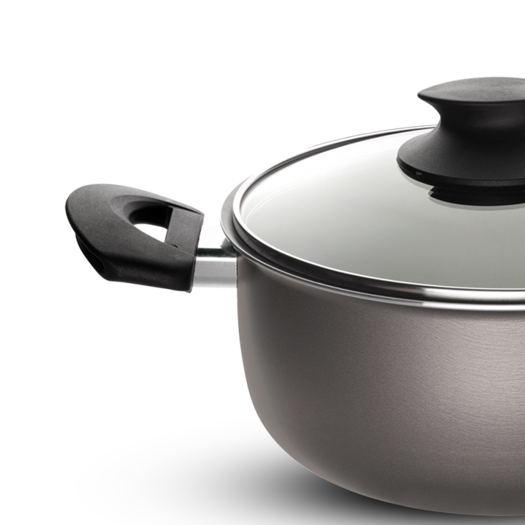 Faitout avec couvercle Ø26  série VOLCANO - 6 couches - Gris