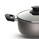 Faitout avec couvercle Ø26  série VOLCANO - 6 couches - Gris